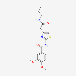 molecular formula C17H21N3O4S B2601482 3,4-二甲氧基-N-(4-(2-氧代-2-(丙氨基)乙基)噻唑-2-基)苯甲酰胺 CAS No. 921792-97-4