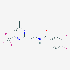 molecular formula C15H12F5N3O B2601516 3,4-difluoro-N-(2-(4-methyl-6-(trifluoromethyl)pyrimidin-2-yl)ethyl)benzamide CAS No. 1396866-08-2