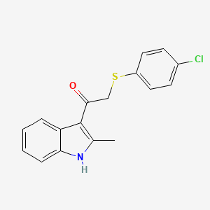 molecular formula C17H14ClNOS B2601521 2-[(4-chlorophenyl)sulfanyl]-1-(2-methyl-1H-indol-3-yl)ethan-1-one CAS No. 496022-95-8