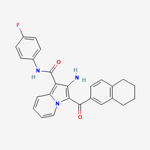molecular formula C26H22FN3O2 B2601526 2-氨基-N-(4-氟苯基)-3-(5,6,7,8-四氢萘-2-羰基)吲哚并[1,2-b]喹唑啉-1-甲酰胺 CAS No. 903315-94-6