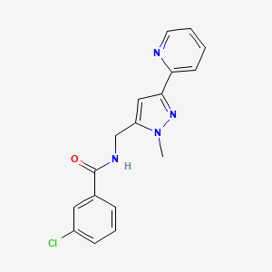 3-Chloro-N-[(2-methyl-5-pyridin-2-ylpyrazol-3-yl)methyl]benzamide