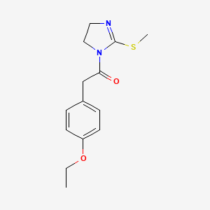 molecular formula C14H18N2O2S B2601533 2-(4-ethoxyphenyl)-1-(2-(methylthio)-4,5-dihydro-1H-imidazol-1-yl)ethanone CAS No. 851863-50-8