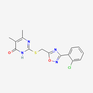 molecular formula C15H13ClN4O2S B2601550 2-({[3-(2-Chlorophenyl)-1,2,4-oxadiazol-5-yl]methyl}sulfanyl)-5,6-dimethyl-4-pyrimidinol CAS No. 1226440-20-5
