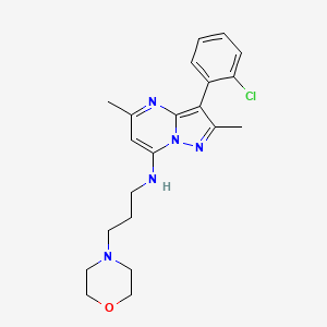 molecular formula C21H26ClN5O B2601557 3-(2-chlorophenyl)-2,5-dimethyl-N-[3-(morpholin-4-yl)propyl]pyrazolo[1,5-a]pyrimidin-7-amine CAS No. 902031-46-3