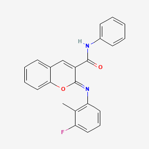 molecular formula C23H17FN2O2 B2601568 (2Z)-2-[(3-fluoro-2-methylphenyl)imino]-N-phenyl-2H-chromene-3-carboxamide CAS No. 1327171-73-2