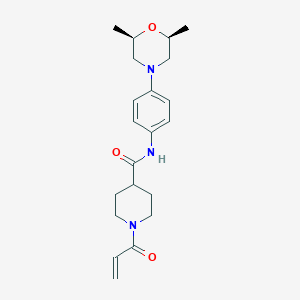 molecular formula C21H29N3O3 B2601572 N-[4-[(2S,6R)-2,6-Dimethylmorpholin-4-yl]phenyl]-1-prop-2-enoylpiperidine-4-carboxamide CAS No. 2361599-52-0