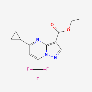 molecular formula C13H12F3N3O2 B2601588 Ethyl 5-cyclopropyl-7-(trifluoromethyl)pyrazolo[1,5-a]pyrimidine-3-carboxylate CAS No. 512824-38-3
