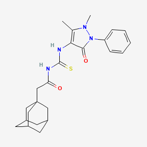 molecular formula C24H30N4O2S B2601589 2-(1-adamantyl)-N-[(1,5-dimethyl-3-oxo-2-phenylpyrazol-4-yl)carbamothioyl]acetamide CAS No. 298207-38-2