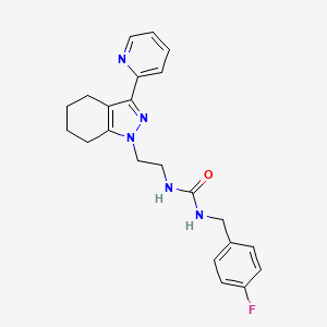 molecular formula C22H24FN5O B2601592 1-(4-fluorobenzyl)-3-(2-(3-(pyridin-2-yl)-4,5,6,7-tetrahydro-1H-indazol-1-yl)ethyl)urea CAS No. 1797258-99-1