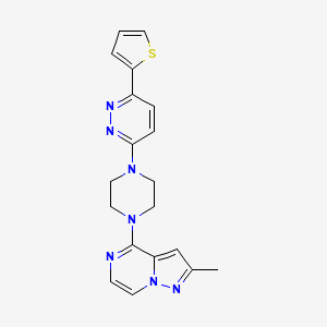 molecular formula C19H19N7S B2601596 2-Methyl-4-[4-(6-thiophen-2-ylpyridazin-3-yl)piperazin-1-yl]pyrazolo[1,5-a]pyrazine CAS No. 2380180-39-0