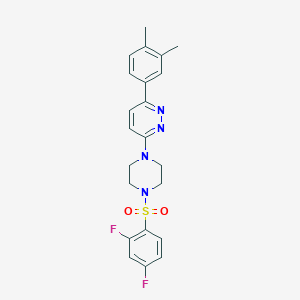 molecular formula C22H22F2N4O2S B2601605 3-(4-((2,4-Difluorophenyl)sulfonyl)piperazin-1-yl)-6-(3,4-dimethylphenyl)pyridazine CAS No. 1021104-60-8