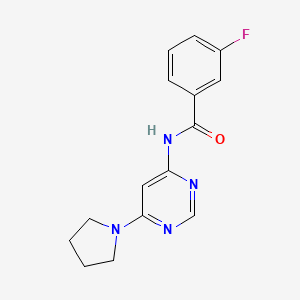 molecular formula C15H15FN4O B2601608 3-fluoro-N-(6-(pyrrolidin-1-yl)pyrimidin-4-yl)benzamide CAS No. 1421508-21-5