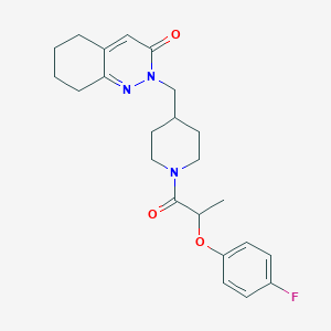 molecular formula C23H28FN3O3 B2601616 2-[[1-[2-(4-Fluorophenoxy)propanoyl]piperidin-4-yl]methyl]-5,6,7,8-tetrahydrocinnolin-3-one CAS No. 2320505-09-5