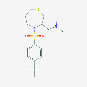 molecular formula C18H30N2O2S2 B2601617 1-(4-((4-(tert-butyl)phenyl)sulfonyl)-1,4-thiazepan-3-yl)-N,N-dimethylmethanamine CAS No. 1428365-56-3