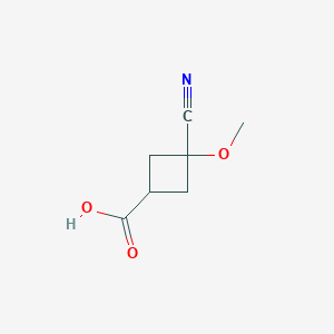 molecular formula C7H9NO3 B2601623 3-Cyano-3-methoxycyclobutane-1-carboxylic acid CAS No. 2167431-23-2