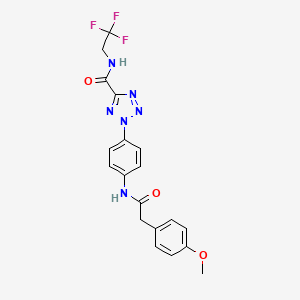 molecular formula C19H17F3N6O3 B2601625 2-(4-(2-(4-甲氧基苯基)乙酰胺)苯基)-N-(2,2,2-三氟乙基)-2H-四唑-5-甲酰胺 CAS No. 1396855-90-5