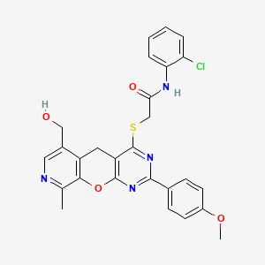 N-(2-chlorophenyl)-2-((6-(hydroxymethyl)-2-(4-methoxyphenyl)-9-methyl-5H-pyrido[4',3':5,6]pyrano[2,3-d]pyrimidin-4-yl)thio)acetamide