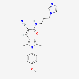 molecular formula C23H25N5O2 B2601632 (Z)-2-氰基-N-(3-咪唑-1-基丙基)-3-[1-(4-甲氧基苯基)-2,5-二甲基吡咯-3-基]丙-2-烯酰胺 CAS No. 1287422-06-3