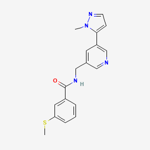 molecular formula C18H18N4OS B2601638 N-((5-(1-methyl-1H-pyrazol-5-yl)pyridin-3-yl)methyl)-3-(methylthio)benzamide CAS No. 2034225-98-2