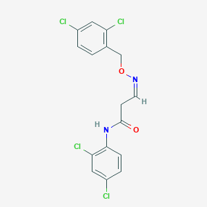 molecular formula C16H12Cl4N2O2 B2601639 3-{[(2,4-dichlorobenzyl)oxy]imino}-N-(2,4-dichlorophenyl)propanamide CAS No. 477851-45-9
