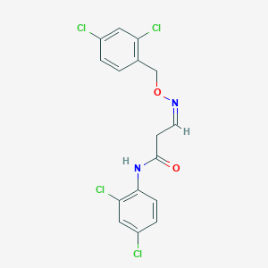 molecular formula C16H12Cl4N2O2 B2601639 3-{[(2,4-二氯苄基)氧代]亚氨基}-N-(2,4-二氯苯基)丙酰胺 CAS No. 477851-45-9