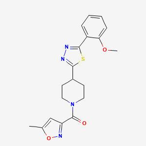 molecular formula C19H20N4O3S B2601643 (4-(5-(2-甲氧基苯基)-1,3,4-噻二唑-2-基)哌啶-1-基)(5-甲基异恶唑-3-基)甲酮 CAS No. 1172795-44-6