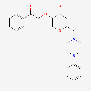 molecular formula C24H24N2O4 B2601649 5-Phenacyloxy-2-[(4-phenylpiperazin-1-yl)methyl]pyran-4-one CAS No. 898418-38-7