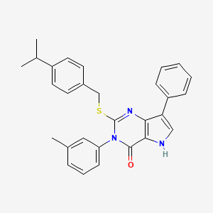 molecular formula C29H27N3OS B2601651 2-((4-isopropylbenzyl)thio)-7-phenyl-3-(m-tolyl)-3H-pyrrolo[3,2-d]pyrimidin-4(5H)-one CAS No. 2034585-26-5