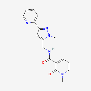 molecular formula C17H17N5O2 B2601662 1-Methyl-N-[(2-methyl-5-pyridin-2-ylpyrazol-3-yl)methyl]-2-oxopyridine-3-carboxamide CAS No. 2310098-41-8