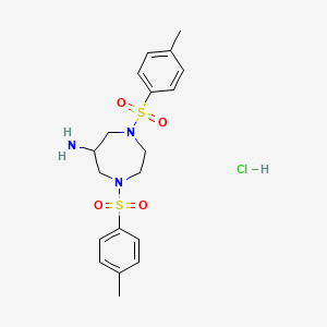 molecular formula C19H26ClN3O4S2 B2601668 1,4-Bis(4-methylbenzenesulfonyl)-1,4-diazepan-6-amine hydrochloride CAS No. 1909319-50-1