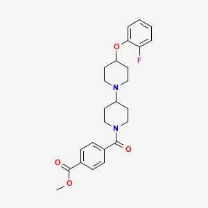 molecular formula C25H29FN2O4 B2601672 Methyl 4-(4-(2-fluorophenoxy)-[1,4'-bipiperidine]-1'-carbonyl)benzoate CAS No. 1705836-94-7