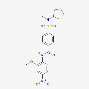 molecular formula C20H23N3O6S B2601676 4-(N-cyclopentyl-N-methylsulfamoyl)-N-(2-methoxy-4-nitrophenyl)benzamide CAS No. 941959-78-0