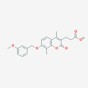 molecular formula C22H22O6 B2601679 3-{7-[(3-methoxybenzyl)oxy]-4,8-dimethyl-2-oxo-2H-chromen-3-yl}propanoic acid CAS No. 694515-77-0