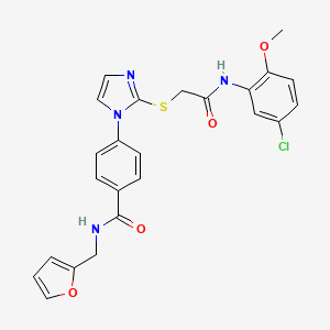 molecular formula C24H21ClN4O4S B2601690 4-(2-((2-((5-chloro-2-methoxyphenyl)amino)-2-oxoethyl)thio)-1H-imidazol-1-yl)-N-(furan-2-ylmethyl)benzamide CAS No. 1207016-16-7
