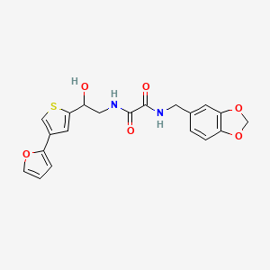 molecular formula C20H18N2O6S B2601692 N-(1,3-Benzodioxol-5-ylmethyl)-N'-[2-[4-(furan-2-yl)thiophen-2-yl]-2-hydroxyethyl]oxamide CAS No. 2320889-76-5