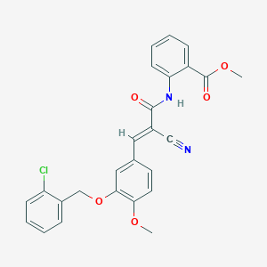 molecular formula C26H21ClN2O5 B2601697 methyl 2-[[(E)-3-[3-[(2-chlorophenyl)methoxy]-4-methoxyphenyl]-2-cyanoprop-2-enoyl]amino]benzoate CAS No. 380475-11-6
