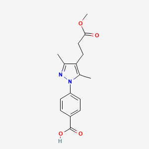 molecular formula C16H18N2O4 B2601703 4-[4-(3-methoxy-3-oxopropyl)-3,5-dimethyl-1H-pyrazol-1-yl]benzoic acid CAS No. 956437-89-1