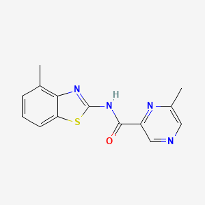 molecular formula C14H12N4OS B2601706 6-Methyl-N-(4-methyl-1,3-benzothiazol-2-yl)pyrazine-2-carboxamide CAS No. 2415563-94-7