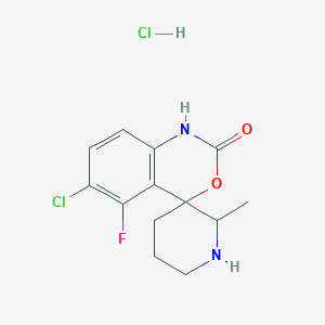 molecular formula C13H15Cl2FN2O2 B2601717 6-氯-5-氟-2'-甲基螺[苯并[d][1,3]恶嗪-4,3'-哌啶]-2(1H)-酮盐酸盐 CAS No. 2228305-61-9