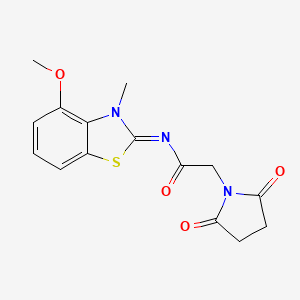 molecular formula C15H15N3O4S B2601720 (E)-2-(2,5-dioxopyrrolidin-1-yl)-N-(4-methoxy-3-methylbenzo[d]thiazol-2(3H)-ylidene)acetamide CAS No. 477294-97-6