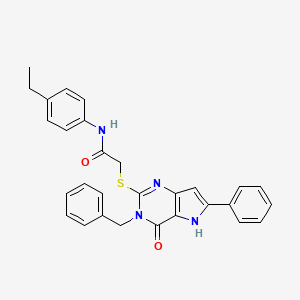 molecular formula C29H26N4O2S B2601731 2-((3-benzyl-4-oxo-6-phenyl-4,5-dihydro-3H-pyrrolo[3,2-d]pyrimidin-2-yl)thio)-N-(4-ethylphenyl)acetamide CAS No. 1115286-41-3