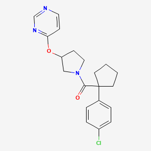 molecular formula C20H22ClN3O2 B2601732 (1-(4-Chlorophenyl)cyclopentyl)(3-(pyrimidin-4-yloxy)pyrrolidin-1-yl)methanone CAS No. 2034501-90-9