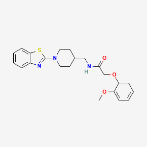 molecular formula C22H25N3O3S B2601736 N-((1-(benzo[d]thiazol-2-yl)piperidin-4-yl)methyl)-2-(2-methoxyphenoxy)acetamide CAS No. 2034238-46-3