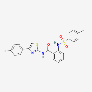 molecular formula C23H18IN3O3S2 B2601743 N-[4-(4-iodophenyl)-1,3-thiazol-2-yl]-2-[(4-methylphenyl)sulfonylamino]benzamide CAS No. 330190-14-2