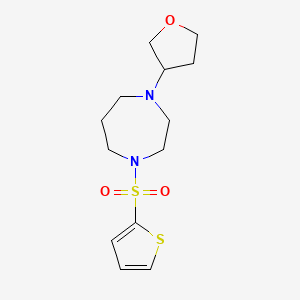 molecular formula C13H20N2O3S2 B2601746 1-(Tetrahydrofuran-3-yl)-4-(thiophen-2-ylsulfonyl)-1,4-diazepane CAS No. 2320211-25-2