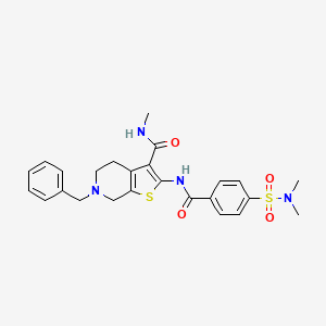 molecular formula C25H28N4O4S2 B2601748 6-苄基-2-(4-(N,N-二甲基氨磺酰基)苯甲酰胺)-N-甲基-4,5,6,7-四氢噻吩并[2,3-c]吡啶-3-甲酰胺 CAS No. 534552-98-2