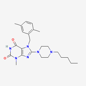 7-(2,5-dimethylbenzyl)-3-methyl-8-(4-pentylpiperazin-1-yl)-1H-purine-2,6(3H,7H)-dione