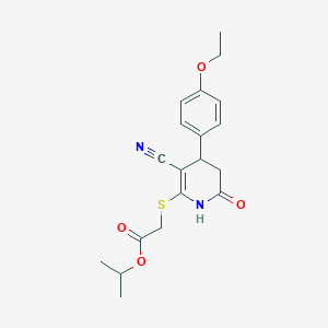 molecular formula C19H22N2O4S B2601767 Isopropyl 2-((3-cyano-4-(4-ethoxyphenyl)-6-oxo-1,4,5,6-tetrahydropyridin-2-yl)thio)acetate CAS No. 332051-13-5