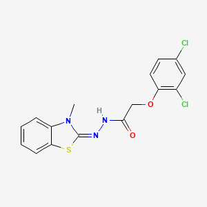 molecular formula C16H13Cl2N3O2S B2601768 (E)-2-(2,4-dichlorophenoxy)-N'-(3-methylbenzo[d]thiazol-2(3H)-ylidene)acetohydrazide CAS No. 391867-89-3