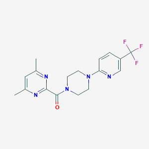 molecular formula C17H18F3N5O B2601777 (4,6-Dimethylpyrimidin-2-yl)-[4-[5-(trifluoromethyl)pyridin-2-yl]piperazin-1-yl]methanone CAS No. 2415487-83-9